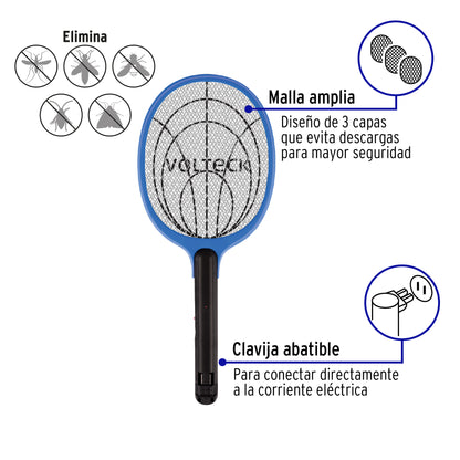 Raqueta mata moscas y mosquitos, recargable, VOLTECK | RAQ-35 | 49149