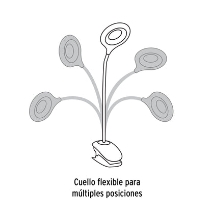 Lámpara escritorio LED 4 W recargable c/clip, 3 intensidades | LES-40L | 49201