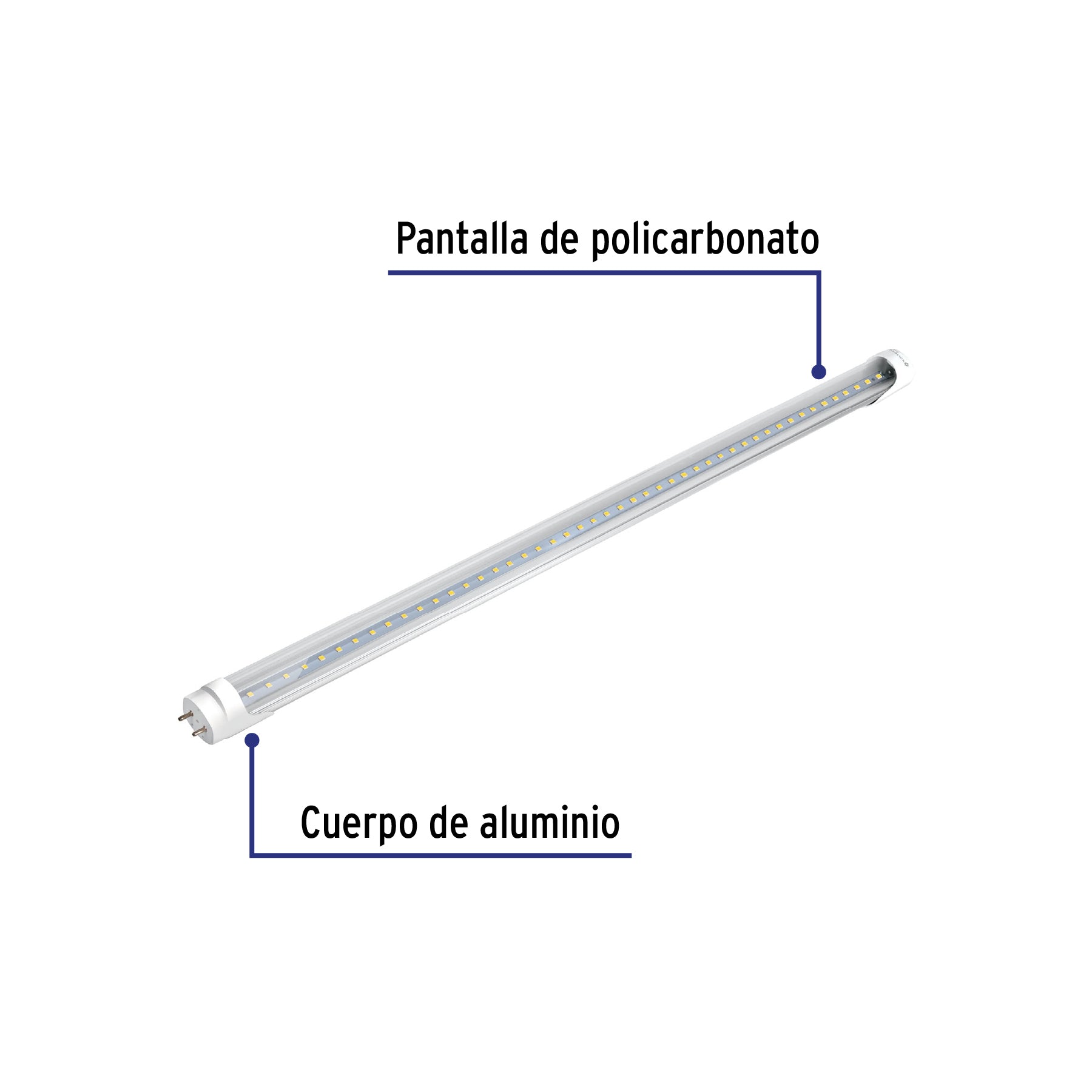 Tubo de LED T8 36 W base G13 pantalla policarbonato, Volteck | LED-T836 | 49310