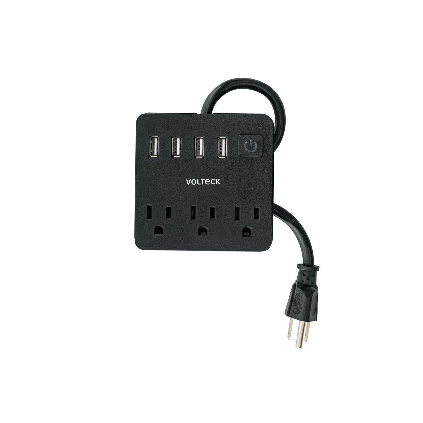 Multicontacto 16 AWG doméstico, 3 entradas 4 ptos USB, negro | MUL-3UN | 49321