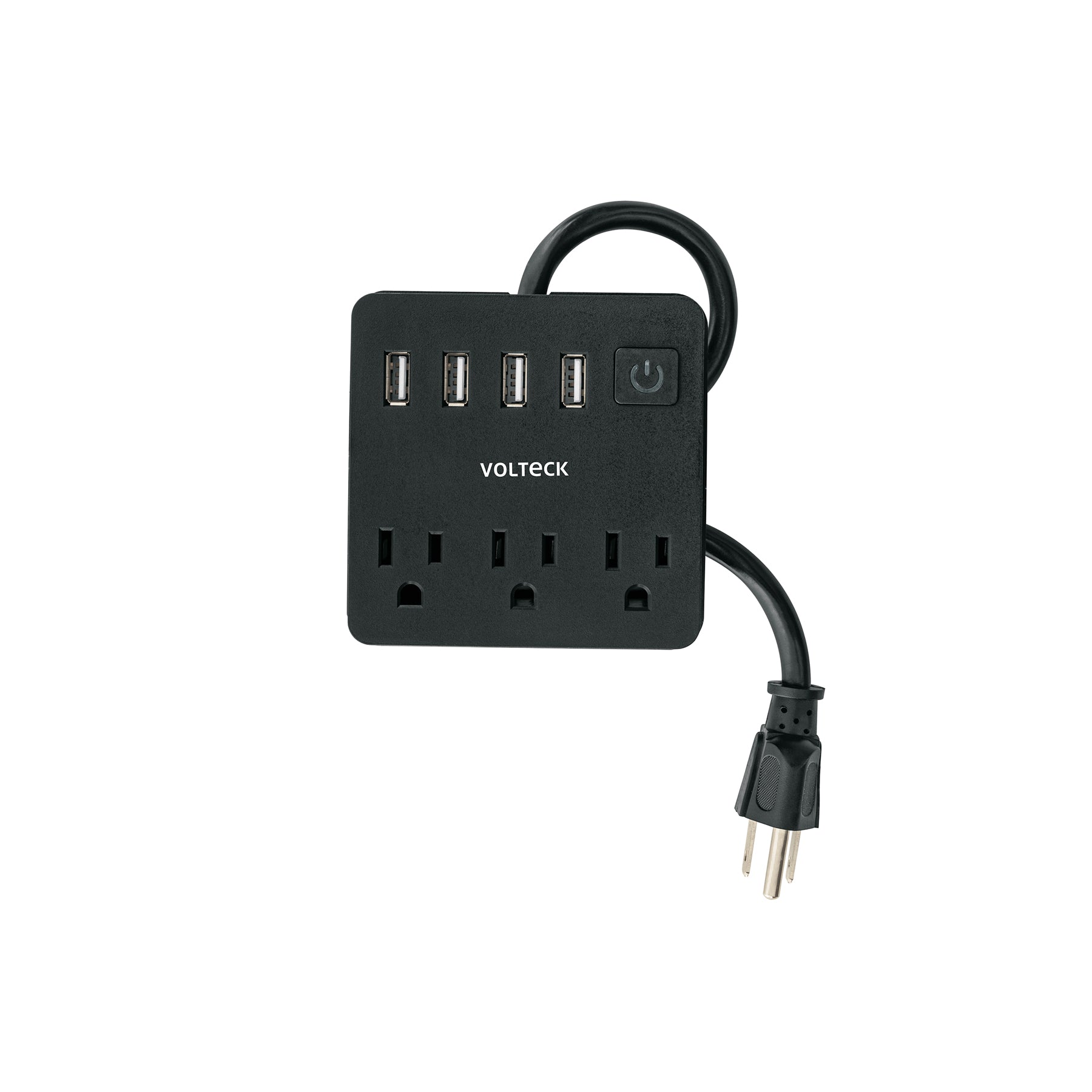 Multicontacto 16 AWG doméstico, 3 entradas 4 ptos USB, negro | MUL-3UN | 49321