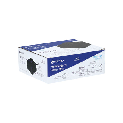 Multicontacto 16 AWG doméstico, 3 entradas 4 ptos USB, negro | MUL-3UN | 49321