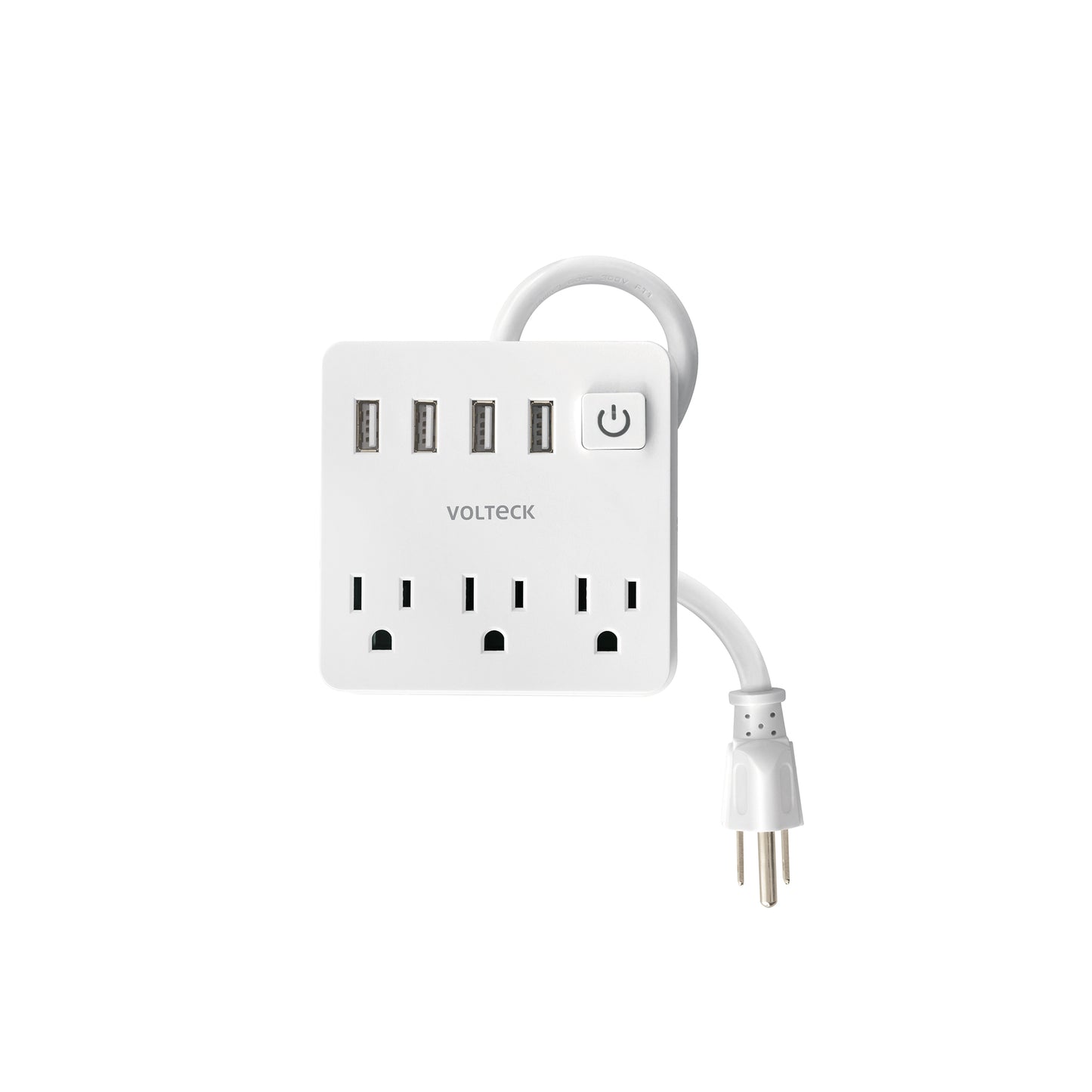Multicontacto 16 AWG doméstico 3 entradas 4 ptos USB, blanco | MUL-3U | 49322