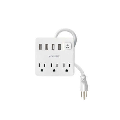 Multicontacto 16 AWG doméstico 3 entradas 4 ptos USB, blanco | MUL-3U | 49322