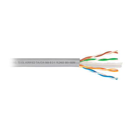 Metro de cable UTP CAT6, Bobina de 100m, gris, VOLTECK | CBR-61G | 49444
