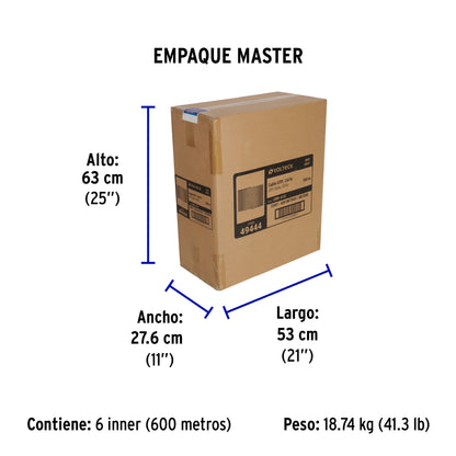 Metro de cable UTP CAT6, Bobina de 100m, gris, VOLTECK | CBR-61G | 49444