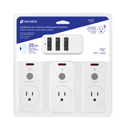 Juego de 3 Contactos con control remoto, Volteck | JCOR-3 | 49489
