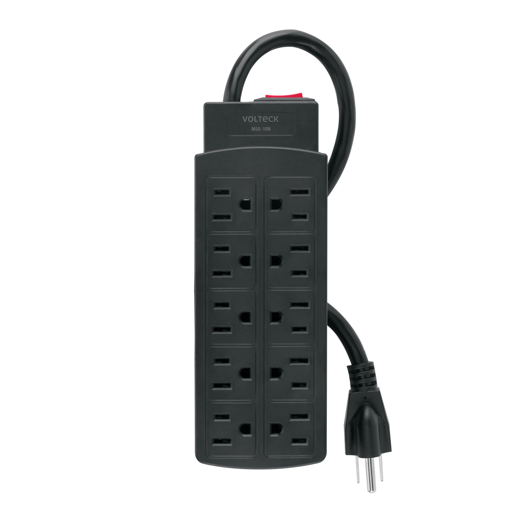 Multicontacto de uso rudo con 10 entradas, negro, VOLTECK | MUL-10N | 49533