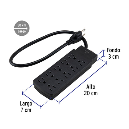 Multicontacto de uso rudo con 10 entradas, negro, VOLTECK | MUL-10N | 49533