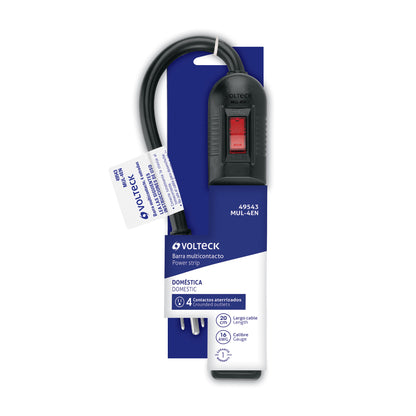 Multicontacto económico 4 entradas, negro, VOLTECK | MUL-4EN | 49543