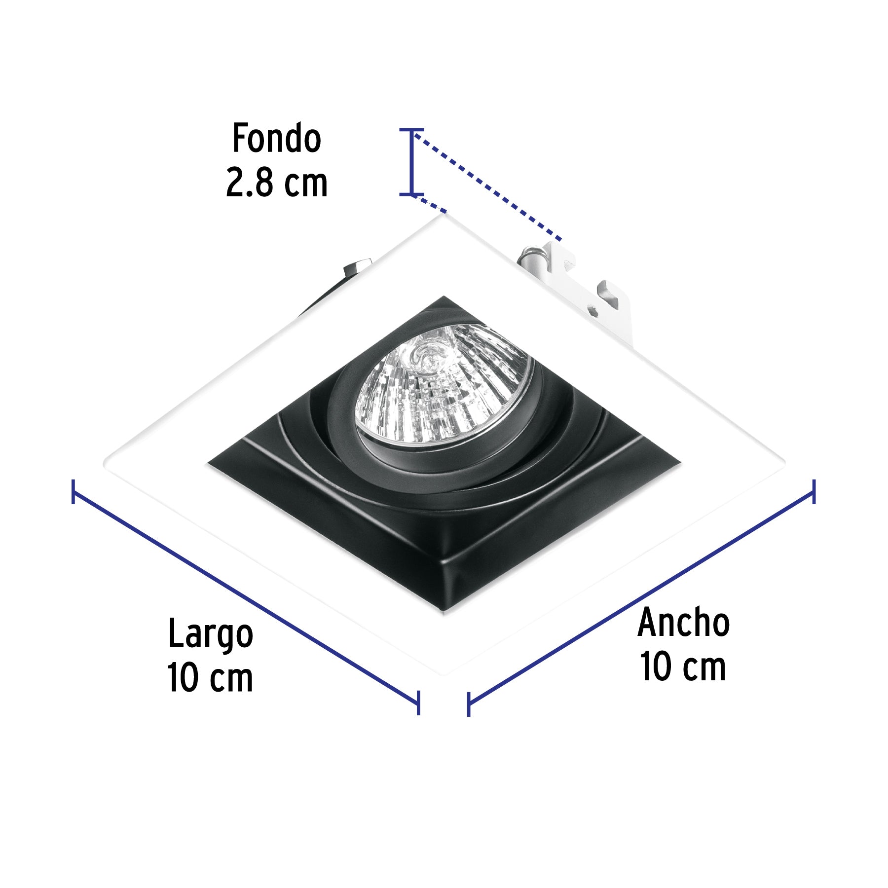 Luminario empotrable con 1 spot dirigible, blanco, VOLTECK | EMP-710S | 49544