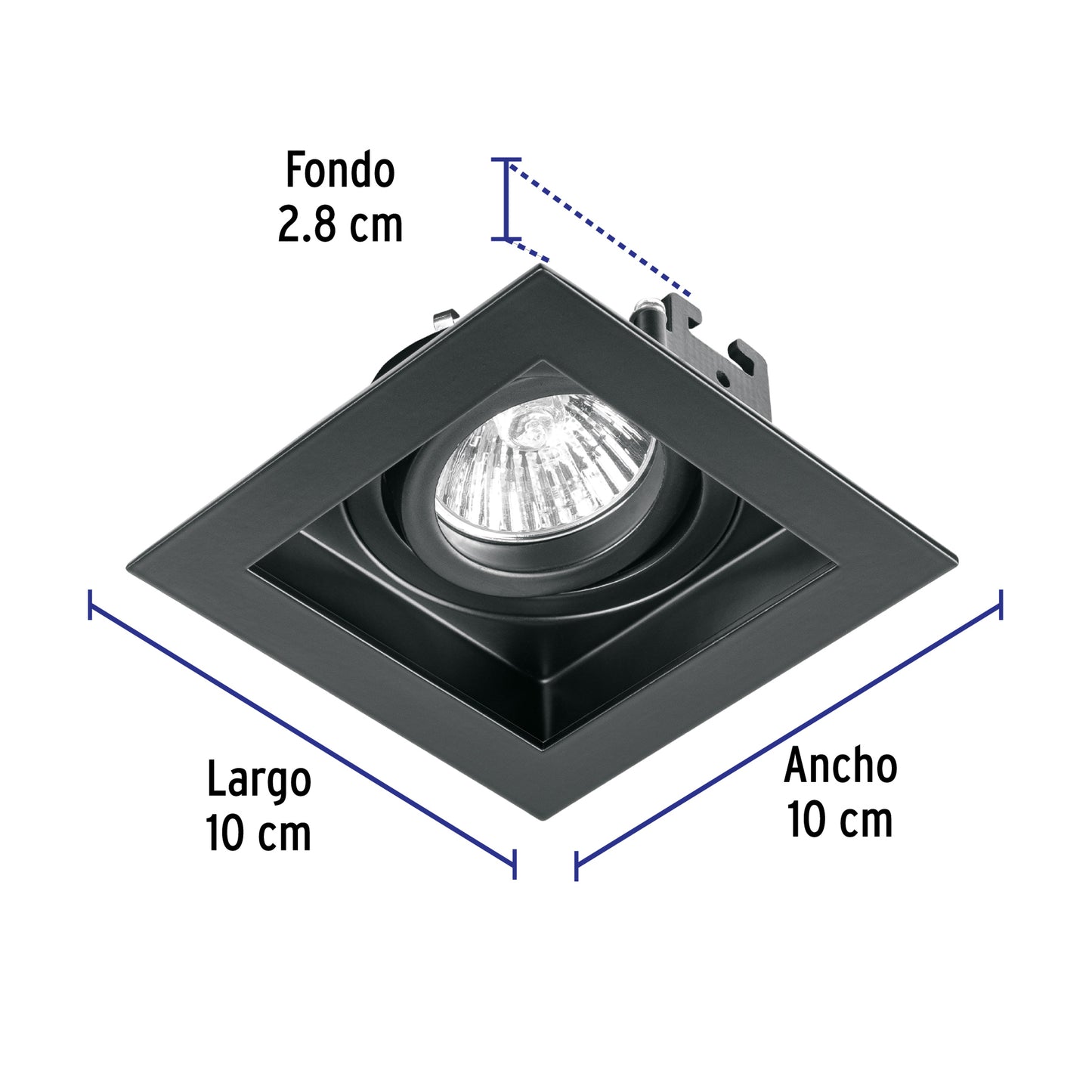 Luminario empotrable con 1 spot dirigible, negro, VOLTECK | EMP-711S | 49548
