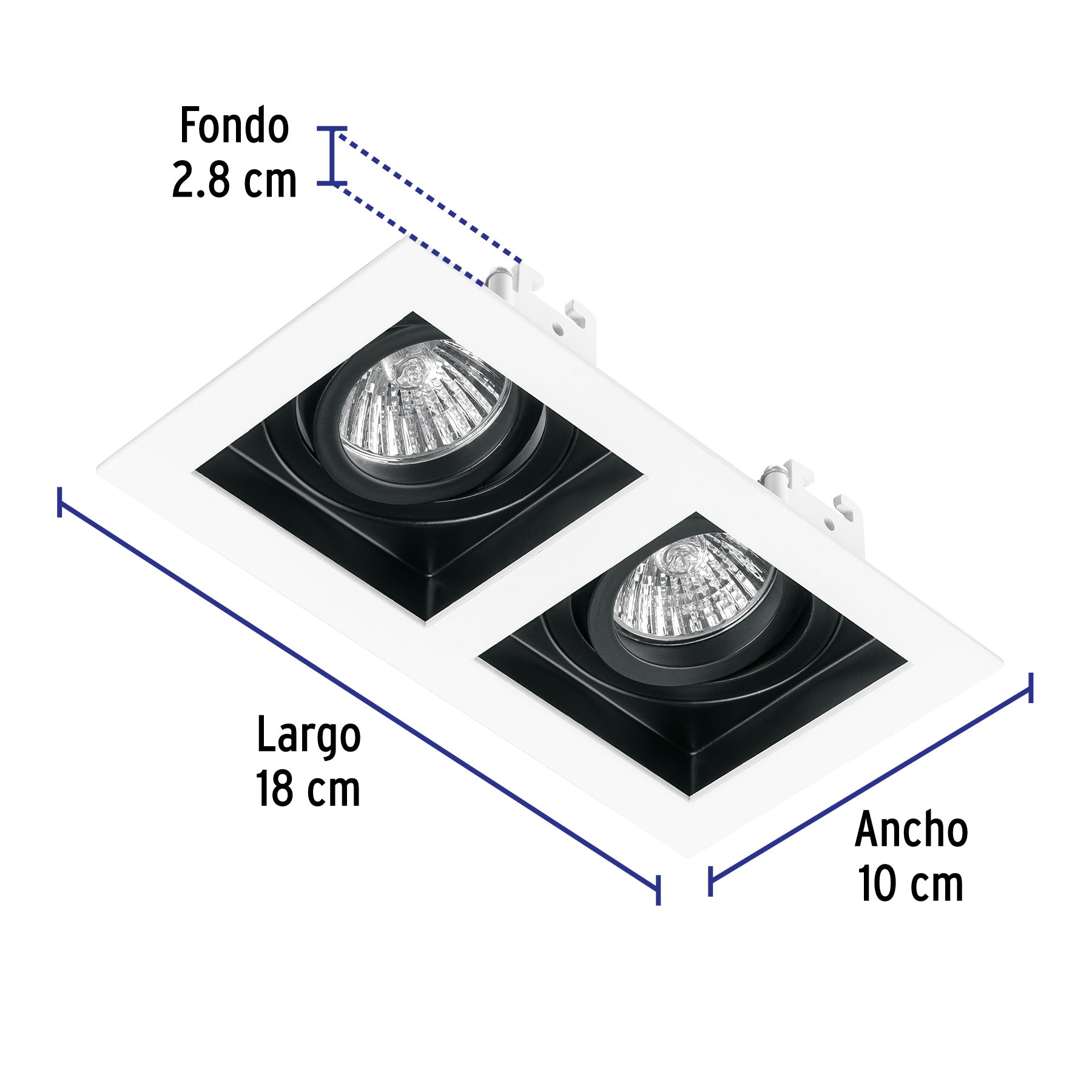 Luminario empotrable con 2 spots dirigibles, blanco, VOLTECK | EMP-720S | 49549
