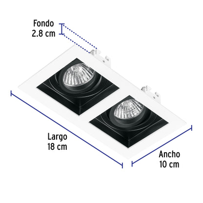 Luminario empotrable con 2 spots dirigibles, blanco, VOLTECK | EMP-720S | 49549