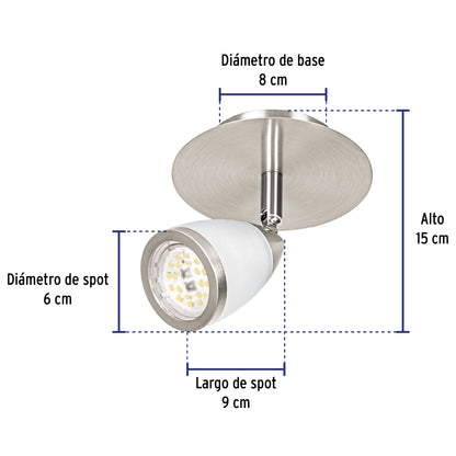 Luminario de sobreponer 1 spot base GU10, Verona, Volteck | SOB-311S | 49552