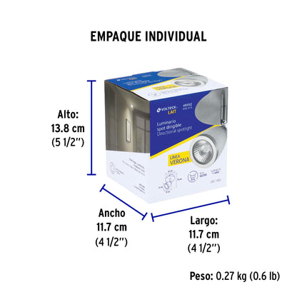 Luminario de sobreponer 1 spot base GU10, Verona, Volteck | SOB-311S | 49552
