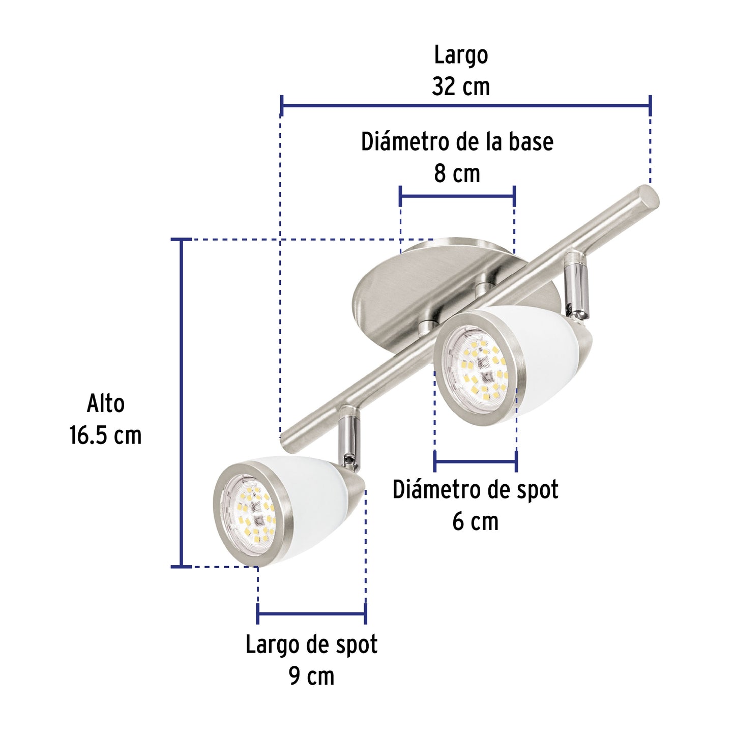 Luminario de sobreponer 2 spots base GU10, Verona, Volteck | SOB-312S | 49553