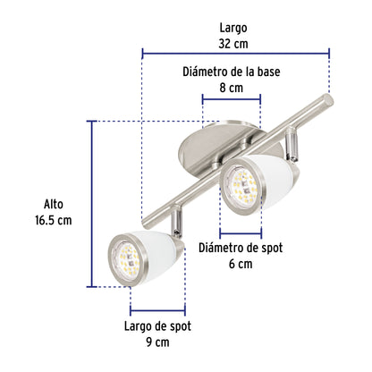 Luminario de sobreponer 2 spots base GU10, Verona, Volteck | SOB-312S | 49553