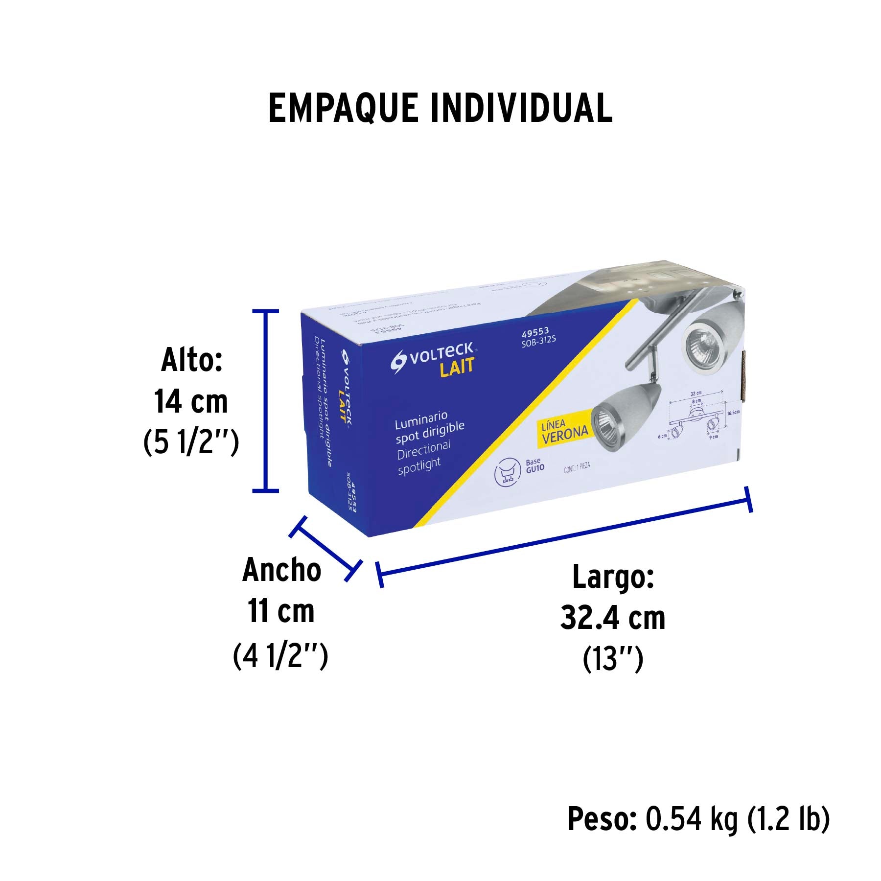 Luminario de sobreponer 2 spots base GU10, Verona, Volteck | SOB-312S | 49553