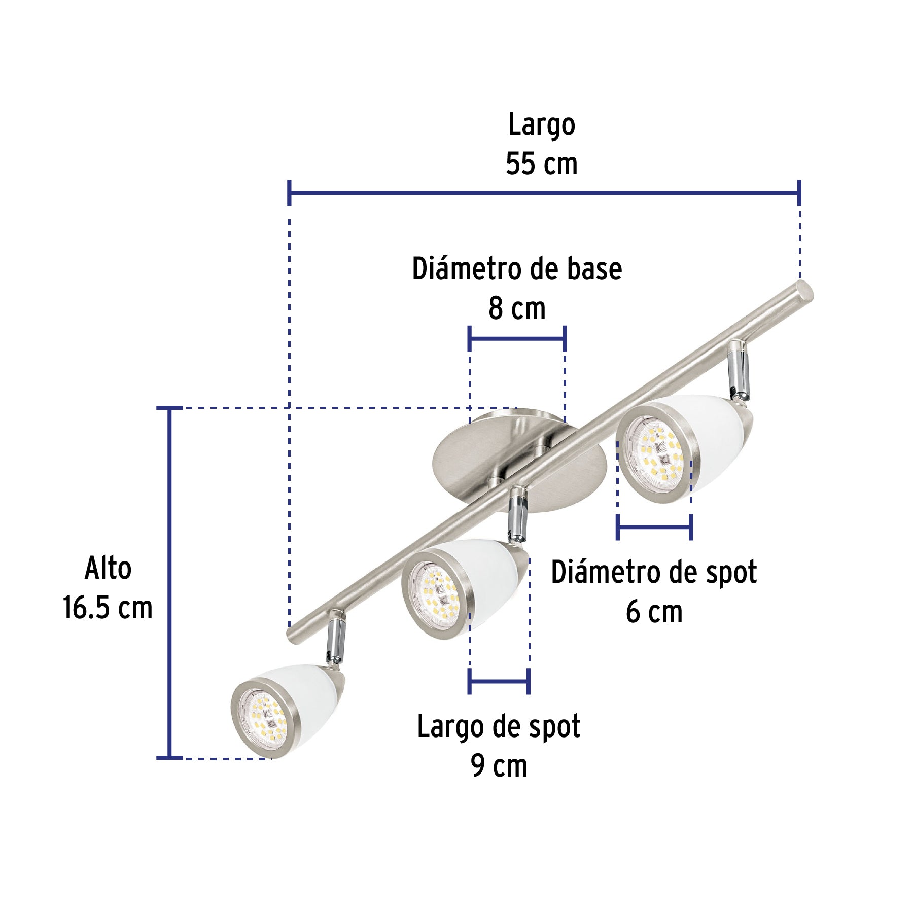 Luminario de sobreponer 3 spots base GU10, Verona, Volteck | SOB-313S | 49554