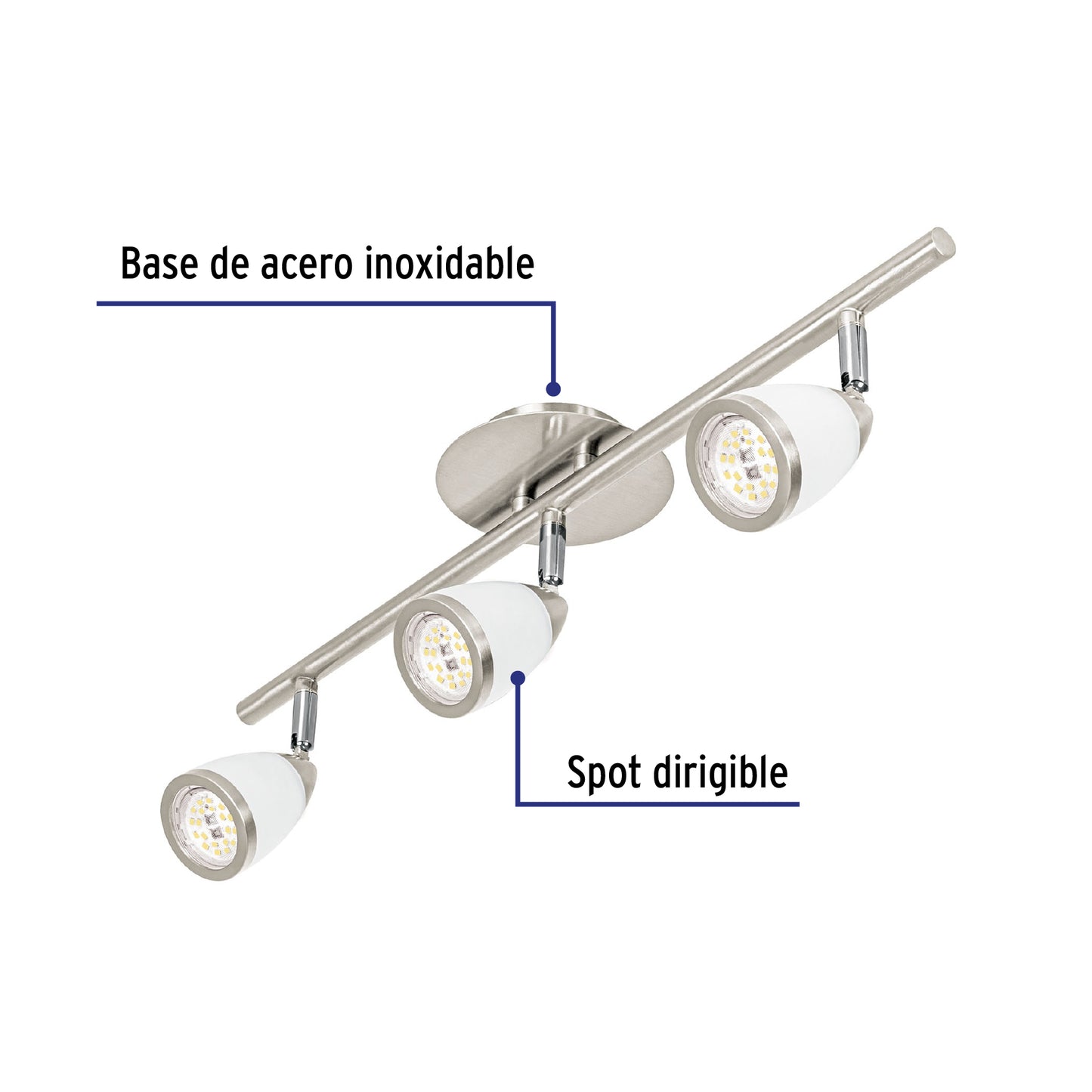 Luminario de sobreponer 3 spots base GU10, Verona, Volteck | SOB-313S | 49554