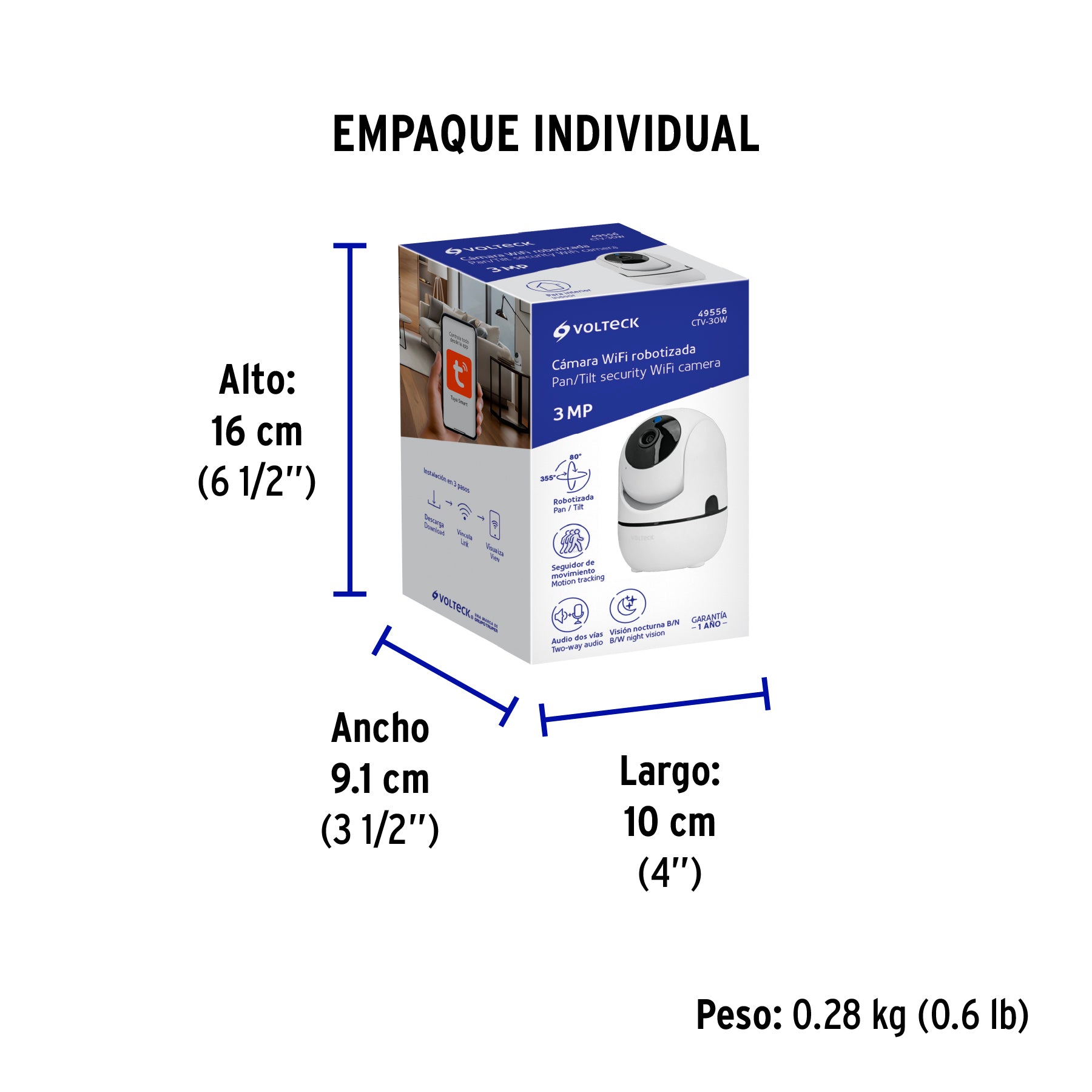 Cámara WiFi Robotizada 3MP, Volteck | CTV-30W | 49556