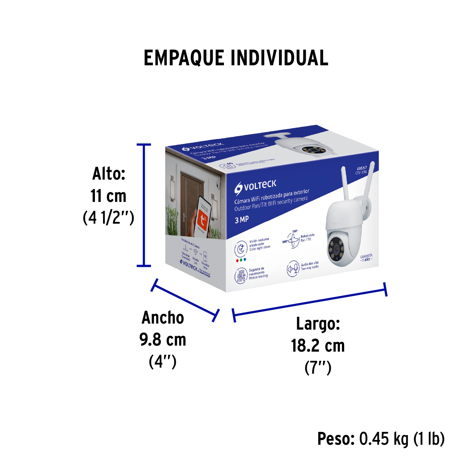Cámara WiFi Robotizada Tipo Domo 3MP, Volteck | CTV-31W | 49557