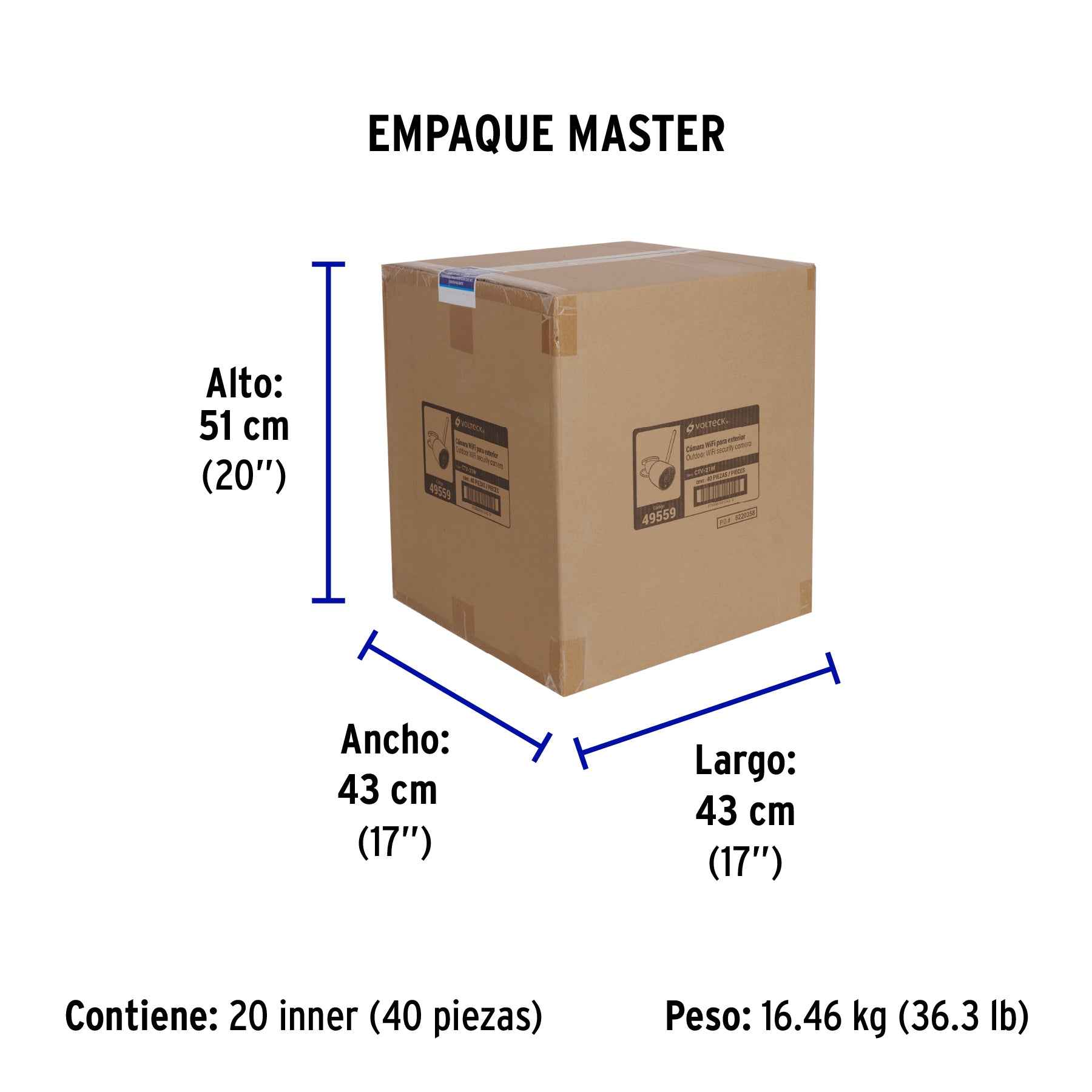 Cámara WiFi Tipo Bala 2MP, Volteck | CTV-21W | 49559