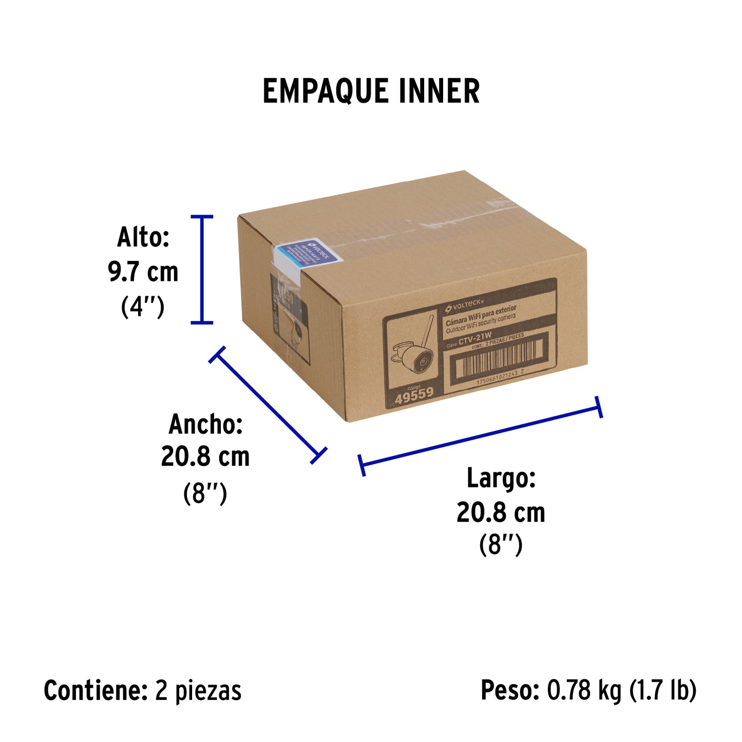 Cámara WiFi Tipo Bala 2MP, Volteck | CTV-21W | 49559
