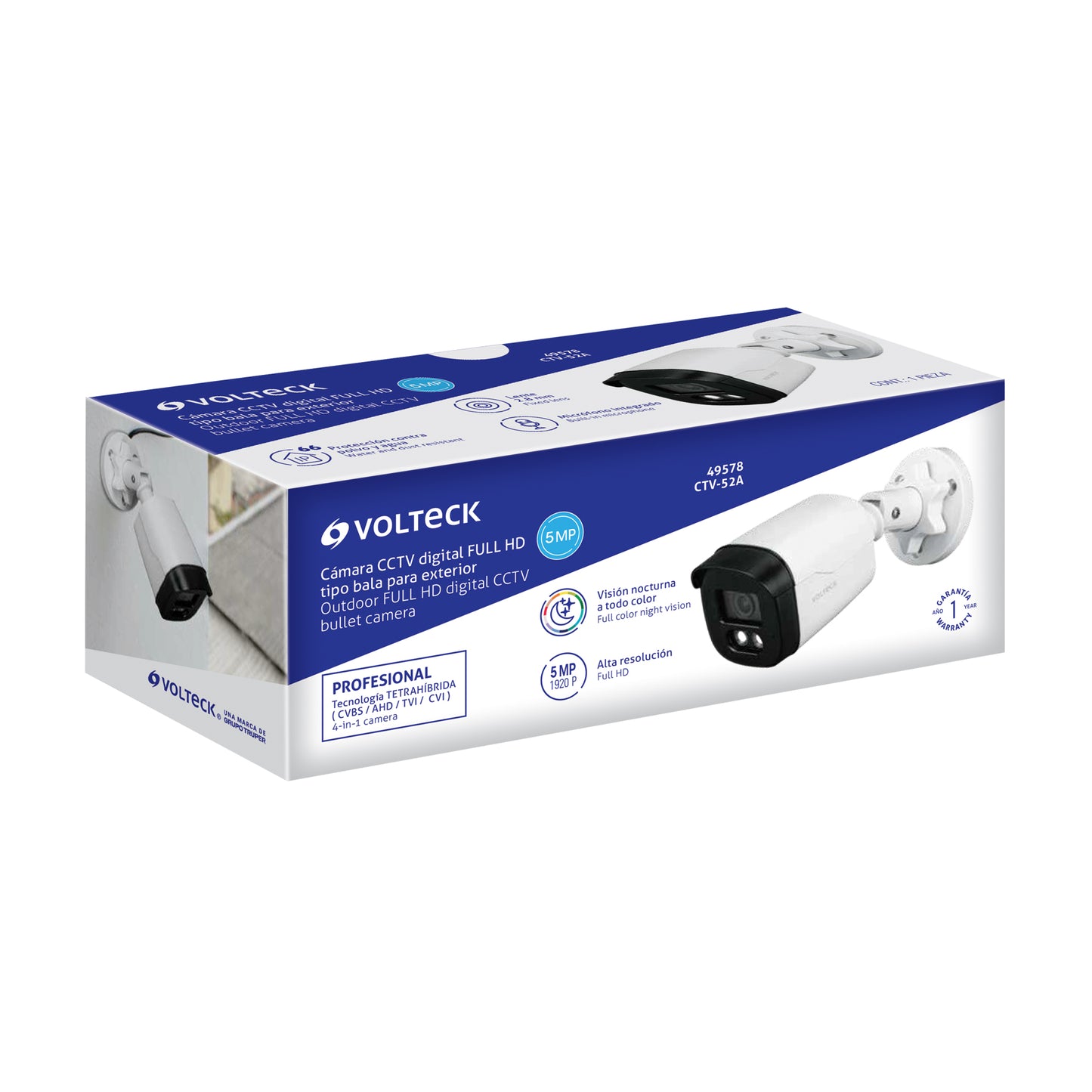 Cámara Tipo Bala 5MP, Lente 2.8mm, c/Micrófono, Volteck | CTV-52A | 49578