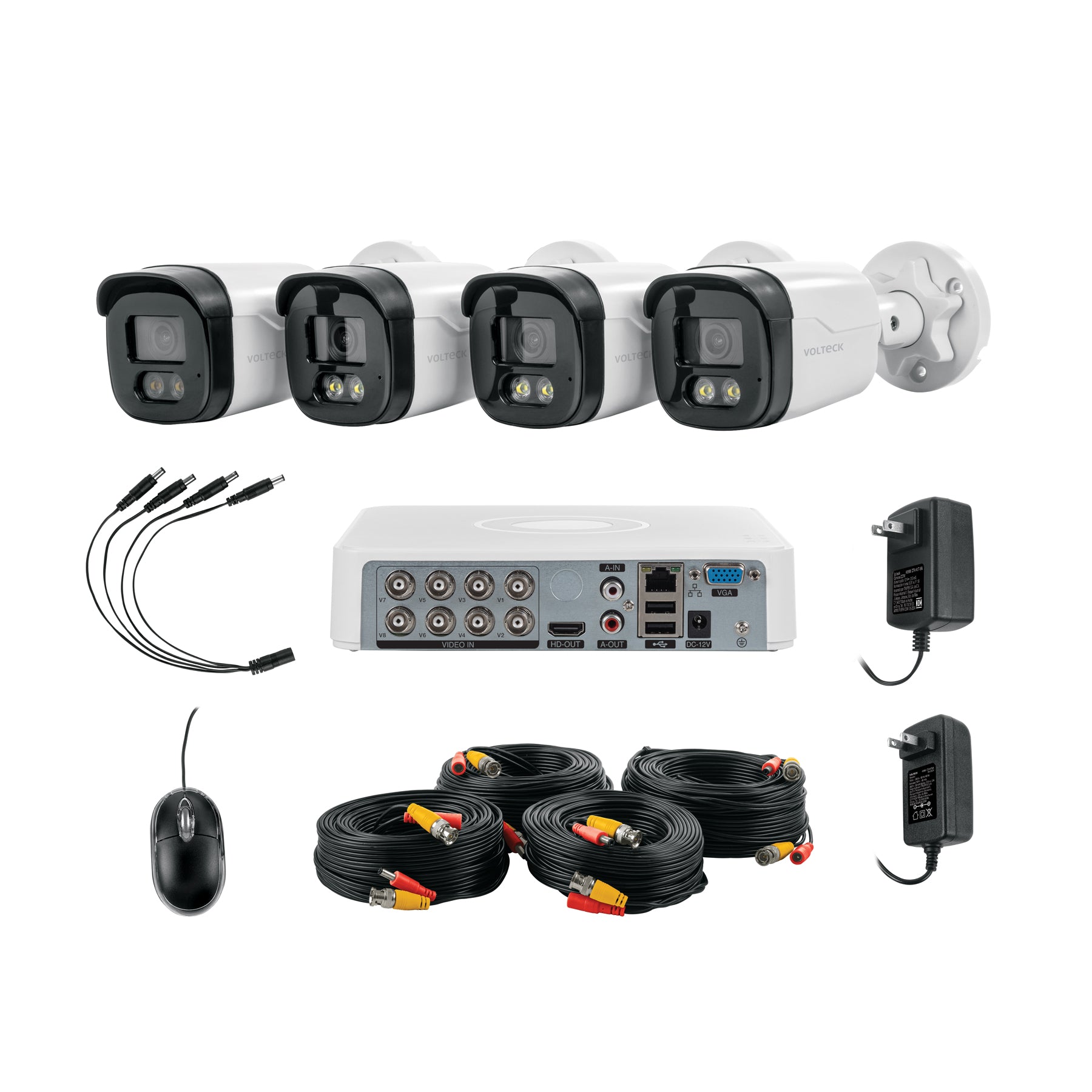Kit video vigilancia, 8 canales, 4 cámaras, 5MP, Disco 1TB | CTV-KIT-8A | 49588