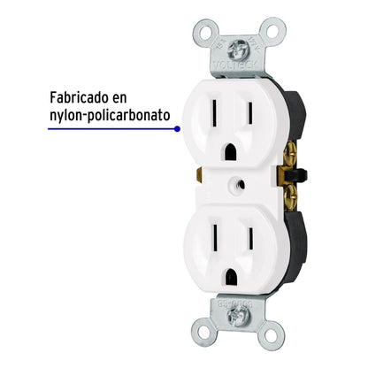 Contacto dúplex, 2 polos 3 hilos, Standard, blanco, Volteck | CODO-SB | 49710