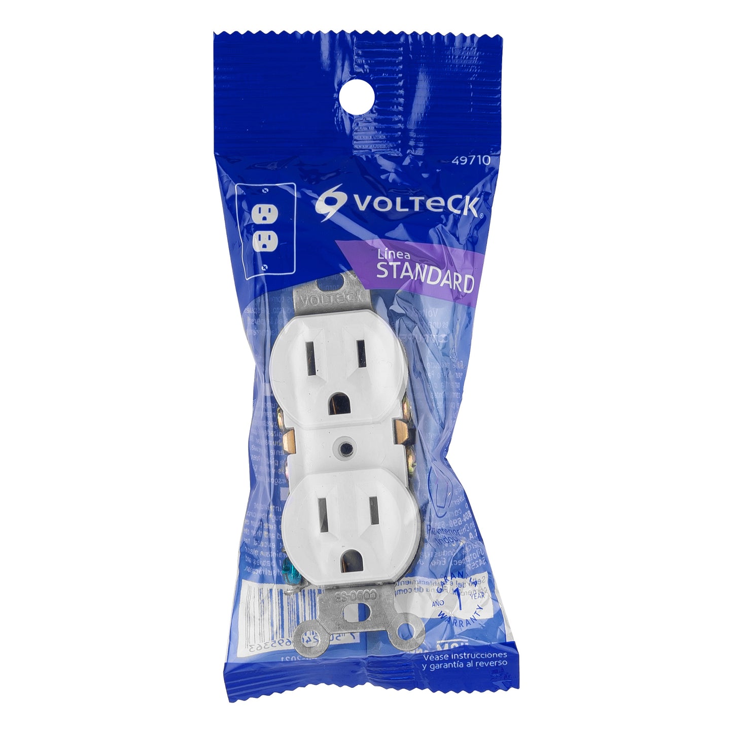 Contacto dúplex, 2 polos 3 hilos, Standard, blanco, Volteck | CODO-SB | 49710