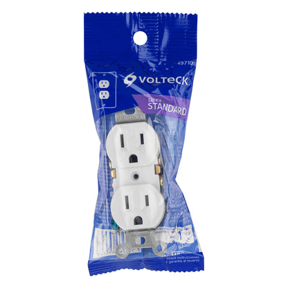 Contacto dúplex, 2 polos 3 hilos, Standard, blanco, Volteck | CODO-SB | 49710