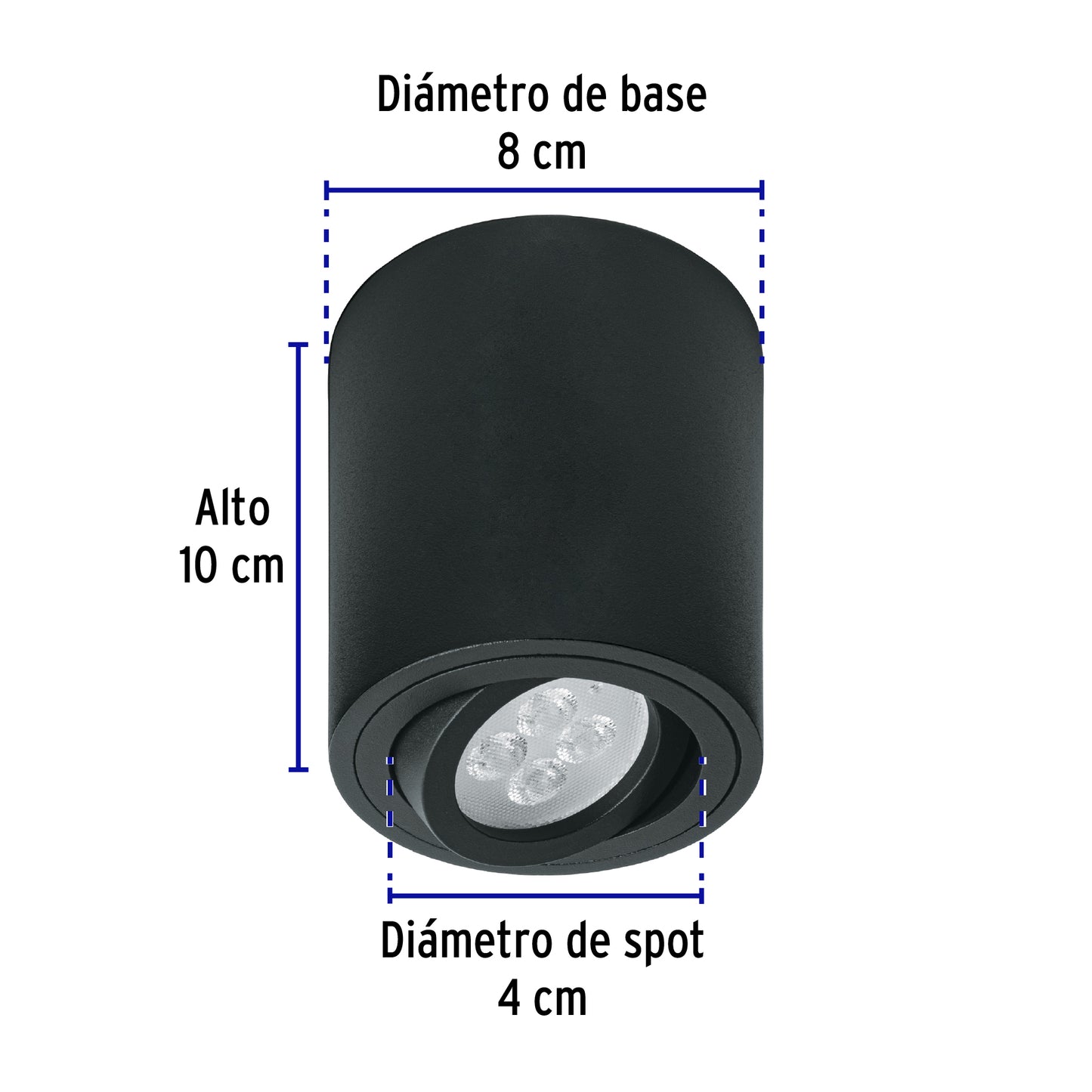 Luminario de sobreponer con spot dirigible, redondo, negro | SOB-401S | 49717