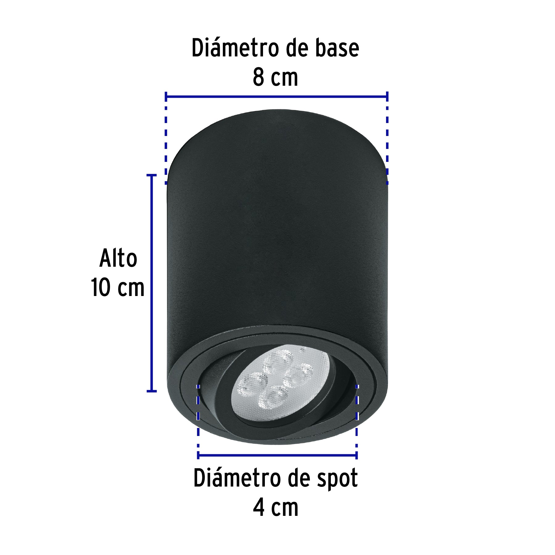 Luminario de sobreponer con spot dirigible, redondo, negro | SOB-401S | 49717