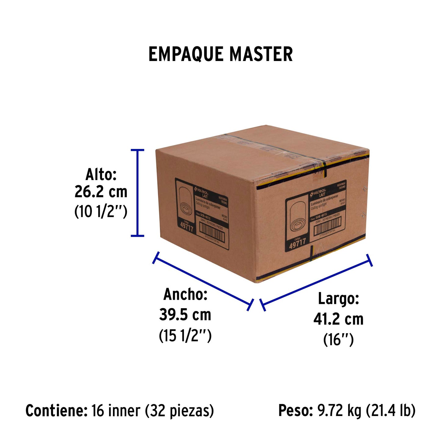 Luminario de sobreponer con spot dirigible, redondo, negro | SOB-401S | 49717
