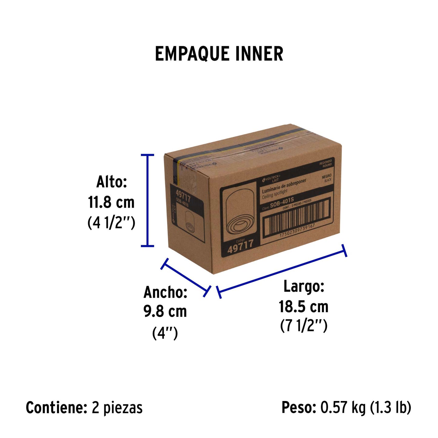 Luminario de sobreponer con spot dirigible, redondo, negro | SOB-401S | 49717