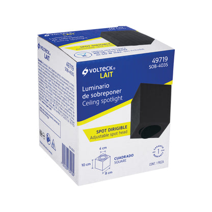 Luminario de sobreponer c/spot dirigible, cuadrado, negro | SOB-403S | 49719