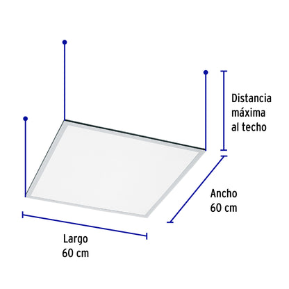 Panel delgado colgante de LED 45 W 60 x 60 cm luz neutra | COL-400LN | 49724