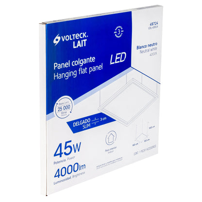 Panel delgado colgante de LED 45 W 60 x 60 cm luz neutra | COL-400LN | 49724