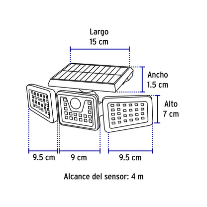 Luminario Solar LED 7 W con sensor de movimiento, Volteck | ARB-801L | 49782