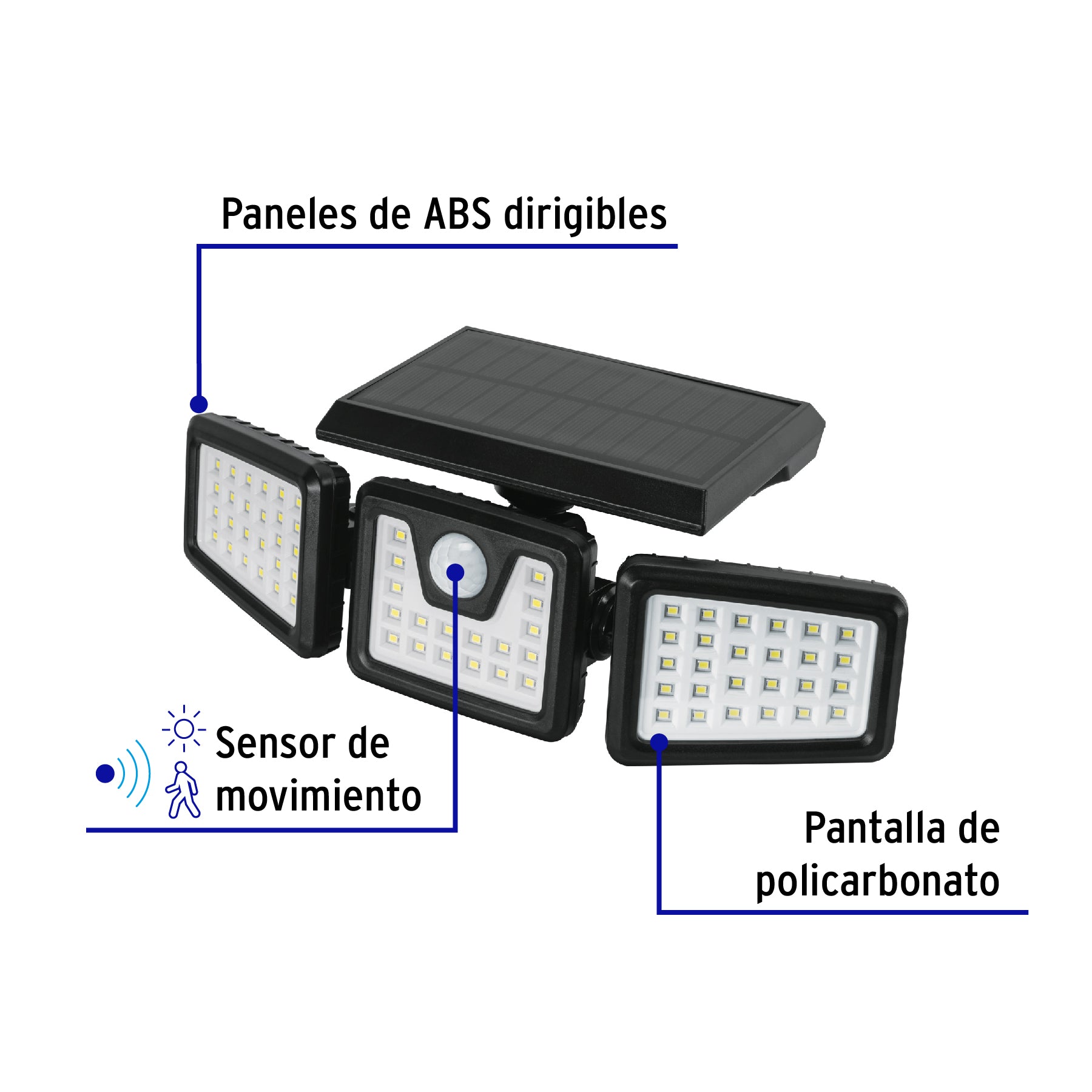 Luminario Solar LED 7 W con sensor de movimiento, Volteck | ARB-801L | 49782