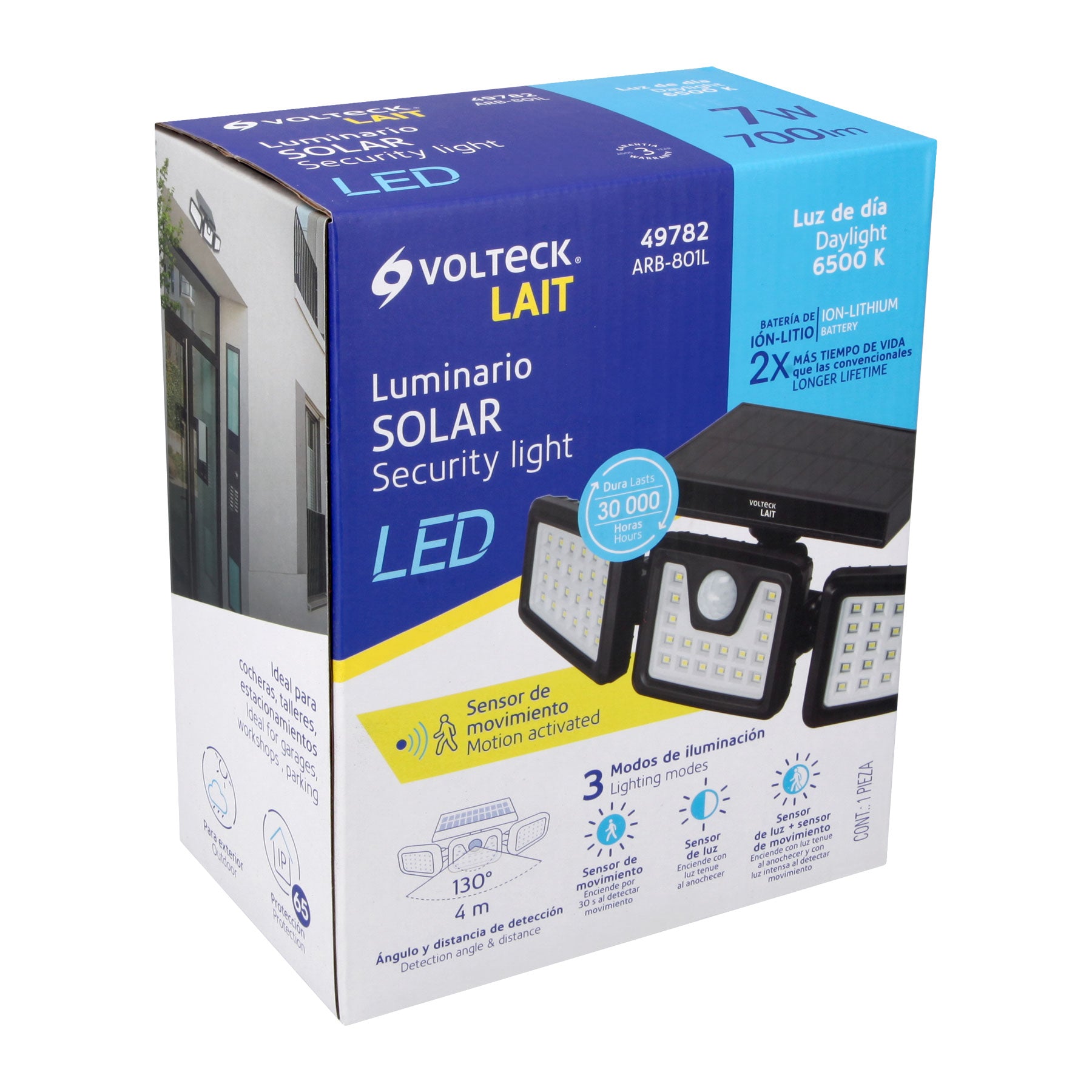 Luminario Solar LED 7 W con sensor de movimiento, Volteck | ARB-801L | 49782