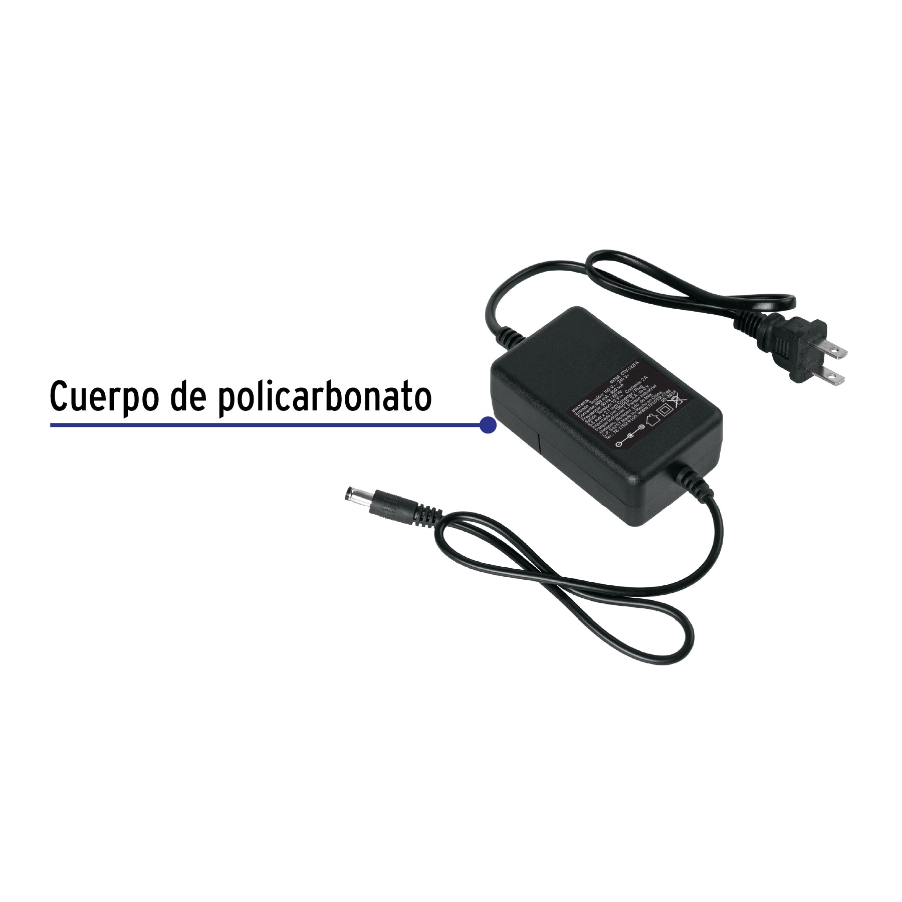Fuente de Alimentación 12V 2A para CCTV, Volteck | CTV-122FA | 49784