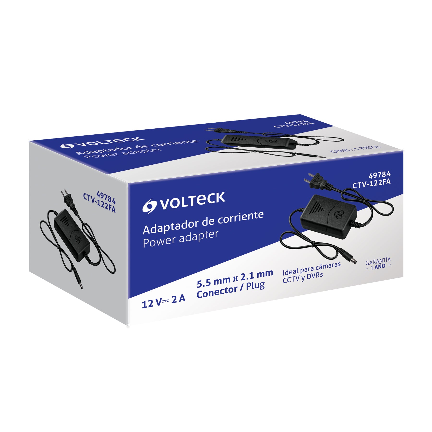Fuente de Alimentación 12V 2A para CCTV, Volteck | CTV-122FA | 49784