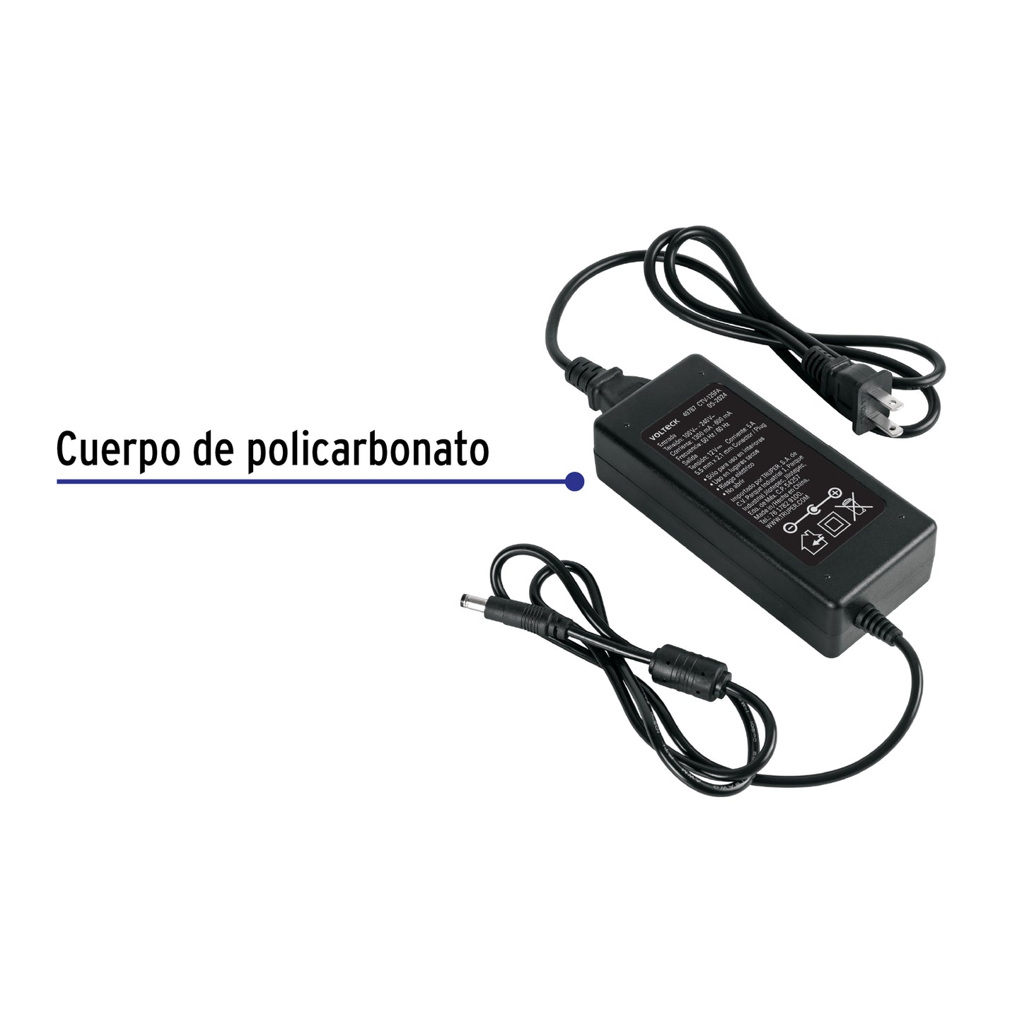 Fuente de Alimentación 12V 5A para CCTV, Volteck | CTV-125FA | 49787
