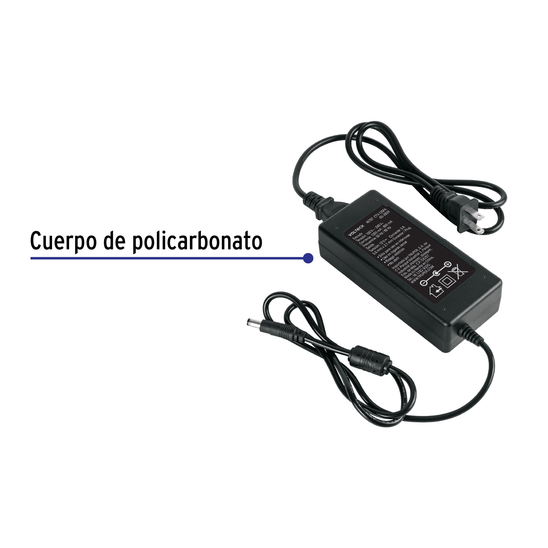 Fuente de Alimentación 12V 5A para CCTV, Volteck | CTV-125FA | 49787