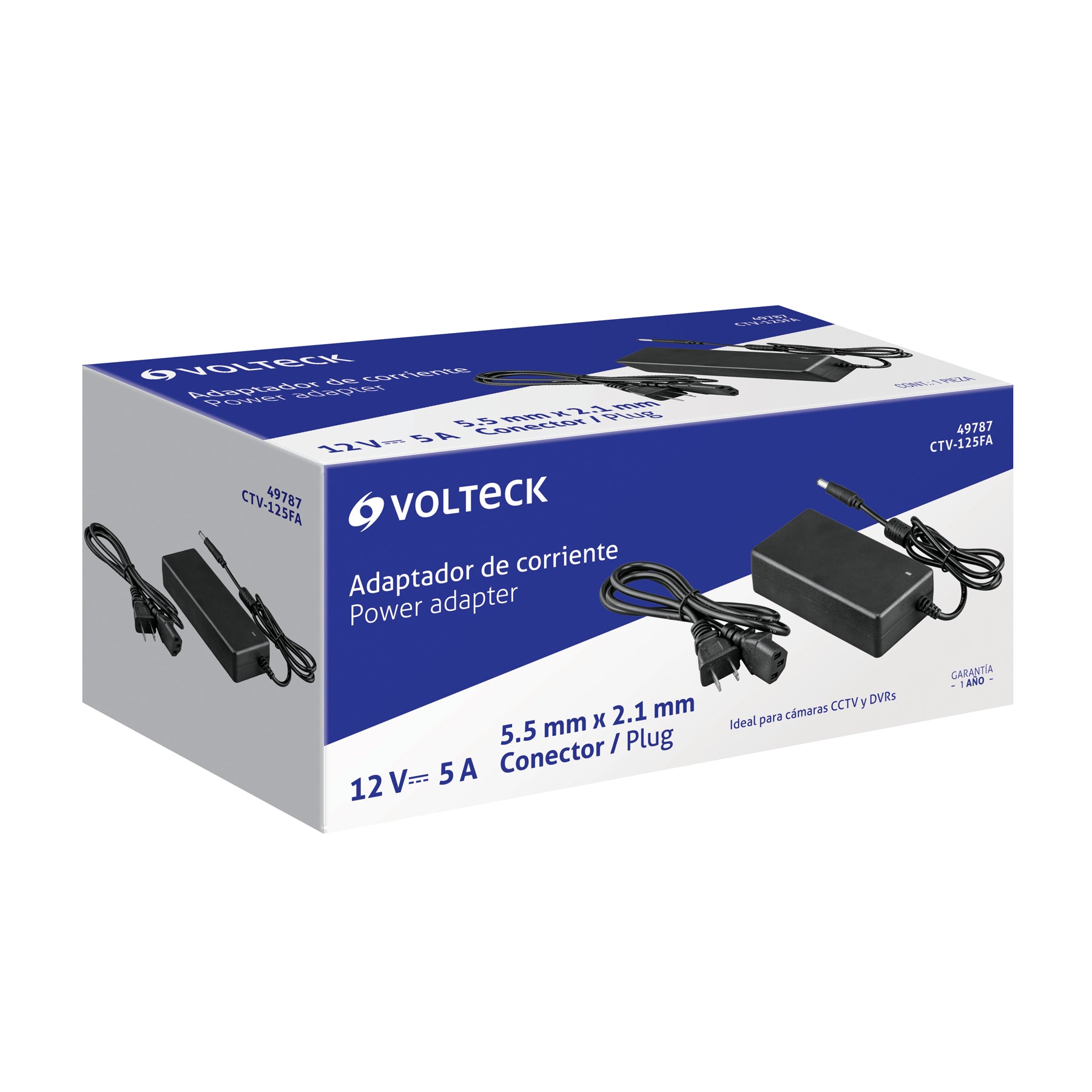 Fuente de Alimentación 12V 5A para CCTV, Volteck | CTV-125FA | 49787