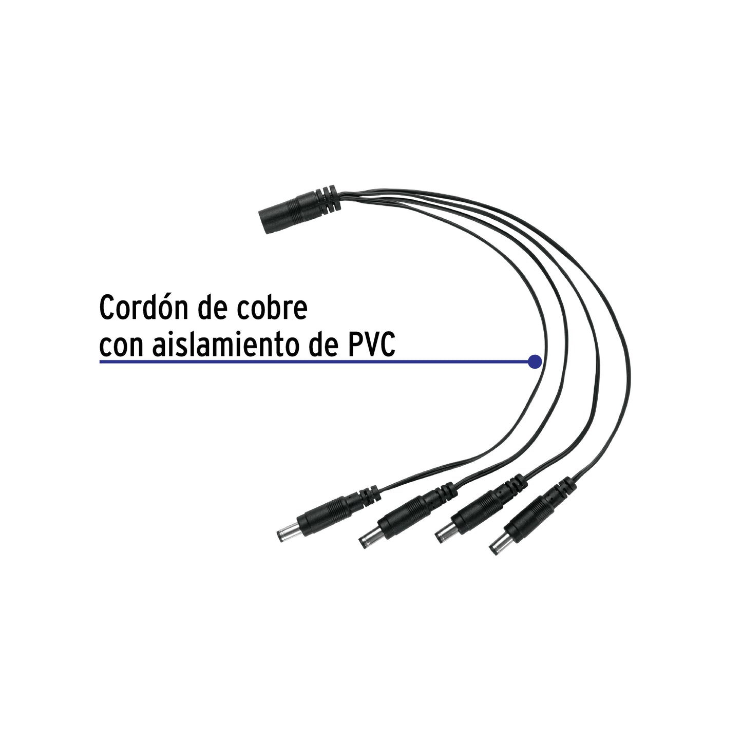 Cable Divisor de Energía tipo Pulpo 1 a 4 para CCTV, Volteck | CTV-14CP | 49788
